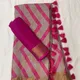 Pink and Gray__INDIAN LINEN SAREE