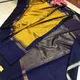 Blue and Yellow__INDIAN LINEN SAREE