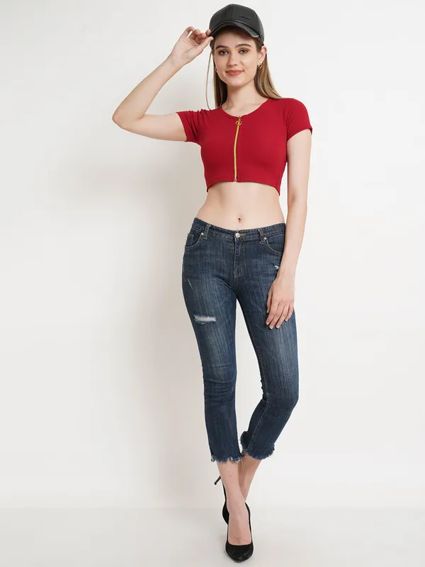 Popwings_Maroon_Crop_Top_with_Front_Chain__POPWINGS