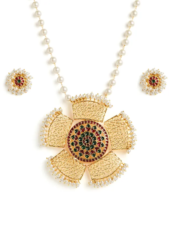 Binnis_wardrobe_gold_plated_kundan_beaded_necklace__Binni's Wardrobe
