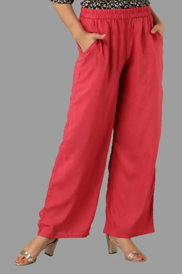 Buy PNAEONG Womens Rayon Solid Blood Red Palazzo Pants Free Size at  Amazonin