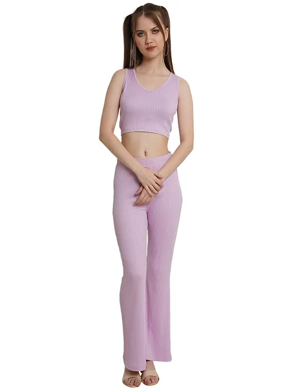 Buy AND GIRL Solid Polyester Collar Neck Girls Crop Top And Trouser Set   Shoppers Stop
