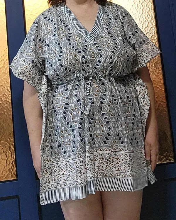 Rastogi Handicrafts Women's Short Kaftan - Hand Block Print Cotton, Beach Cover-Up Or Casual Dress