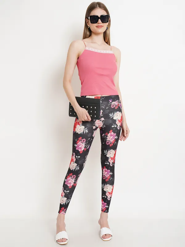 Women_Multi_Color_Floral_Solid_Mid_Rise_Body_Fitted_Jeggings__POPWINGS