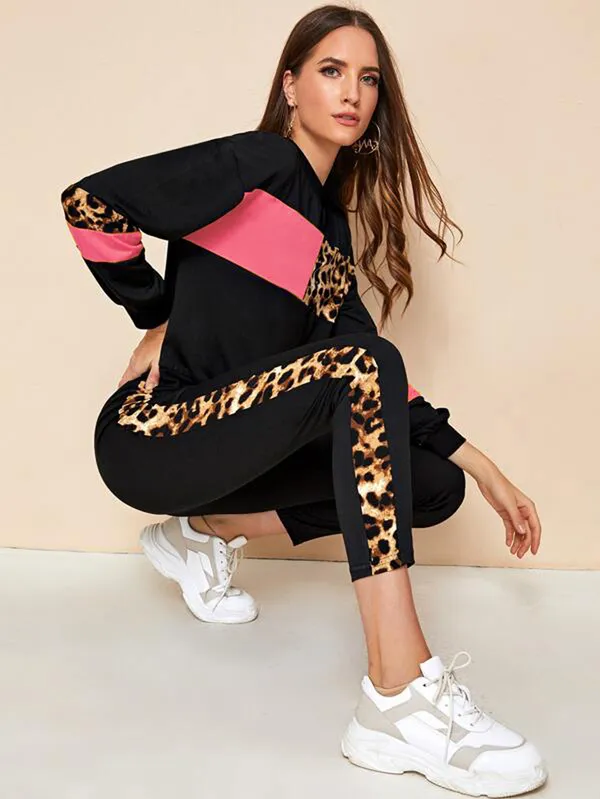 DTR_FASHION_WOMEN'S_Sport_Wear_Gym_Wear_Active_Wear_Color_Blocked_Animal_Printed_Cotton_Lycra_Blended_2_Way_Stretched_Stylish_Tracksuit__DTR Fashion