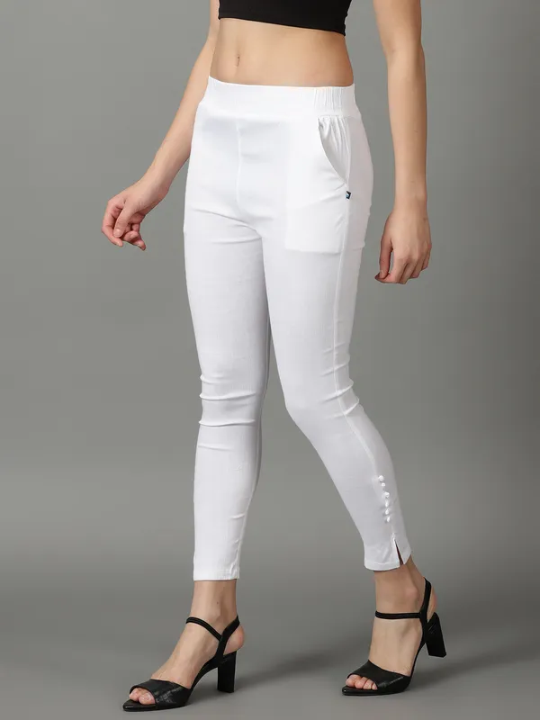 Juniper Bottoms : Buy Juniper Off-White Cotton Solid Cigarette Pants Online  | Nykaa Fashion