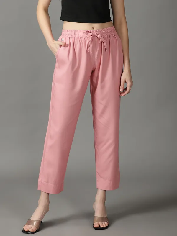 Buy Notebook Kiko Bubble Gum Peach Fibi Trousers for Women Online  Tata  CLiQ Luxury