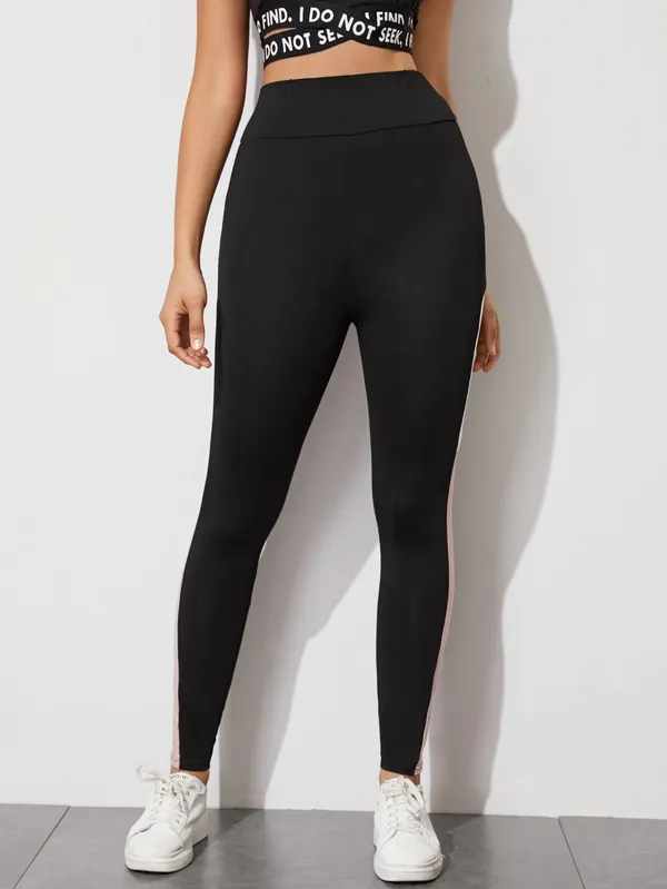 DTR_Fashion_Women'S_Imported_Lycra_Cotton_Side_Taped_Peach_White_Solid_Stretched_High_Rise_Tight_Jegging__DTR Fashion