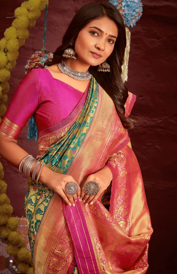 Buy Cream Red Silk Festival Wear Weaving Saree Online From Wholesale Salwar.