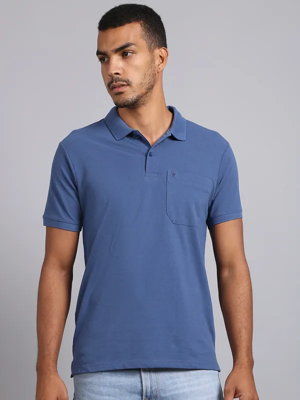 Solid_Polo_Neck_Denim_Blue_Cotton_T-Shirt_With_Pocket__VENITIAN