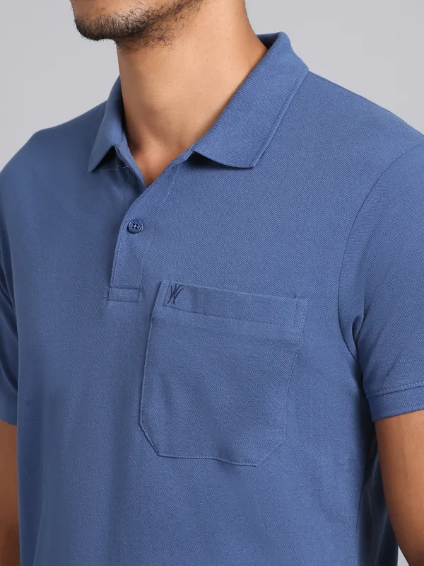 Solid_Polo_Neck_Denim_Blue_Cotton_T-Shirt_With_Pocket__VENITIAN