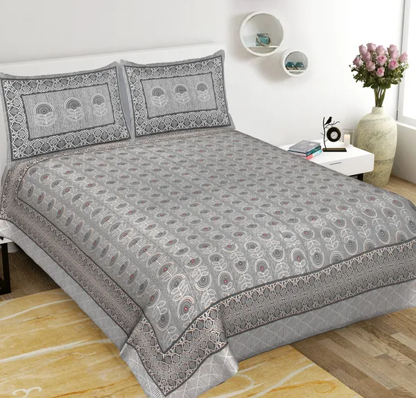 RajasthaniKart_100%_Cotton_Jaipuri_Print_240_TC_Super_King_Size_Bed_Sheet_with_2_Pillow_Cover_-_(9ft_x_9ft)_Handmade__RajasthaniKart