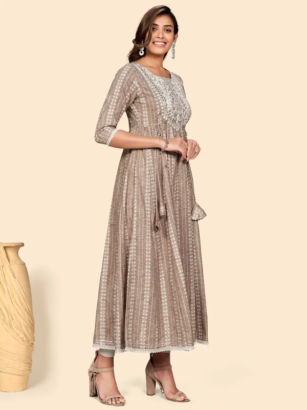 Women'S_Embroidered_Anarkali_Cotton_Blend_Light_Brown_Stitched_Dress(VF-KU-1581)__Vbuyz