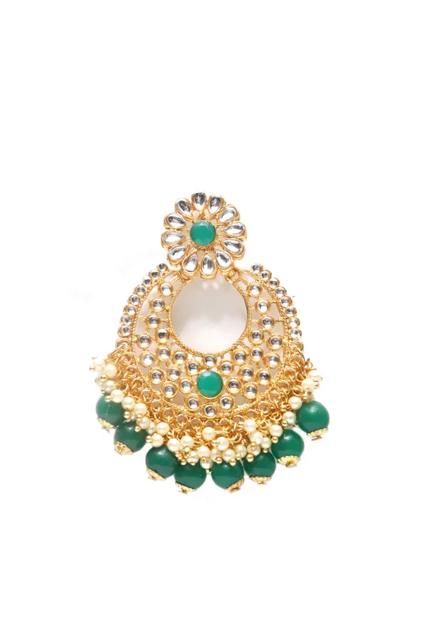 Traditional_Kundan_&_Green_Beads_Chandbali_Earring_For_Women__Grahakji