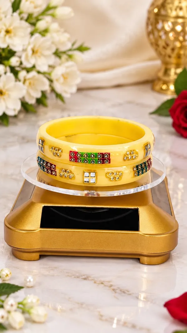 Yellow_Acrylic_Golden_Embellished_Bangles_For_Women
