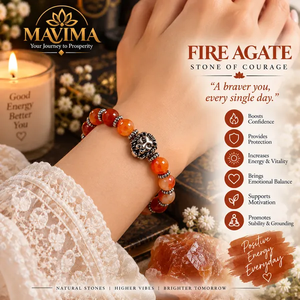 Fire_Agate_Stone_Bead_Bracelet_For_Unisex