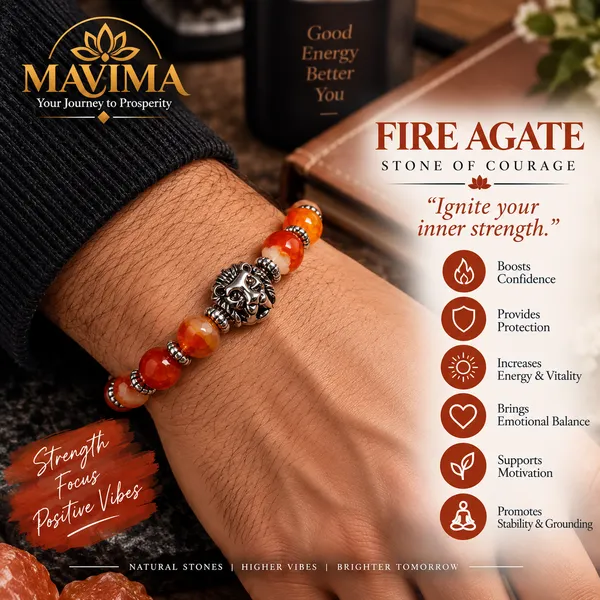 Fire_Agate_Stone_Bead_Bracelet_For_Unisex