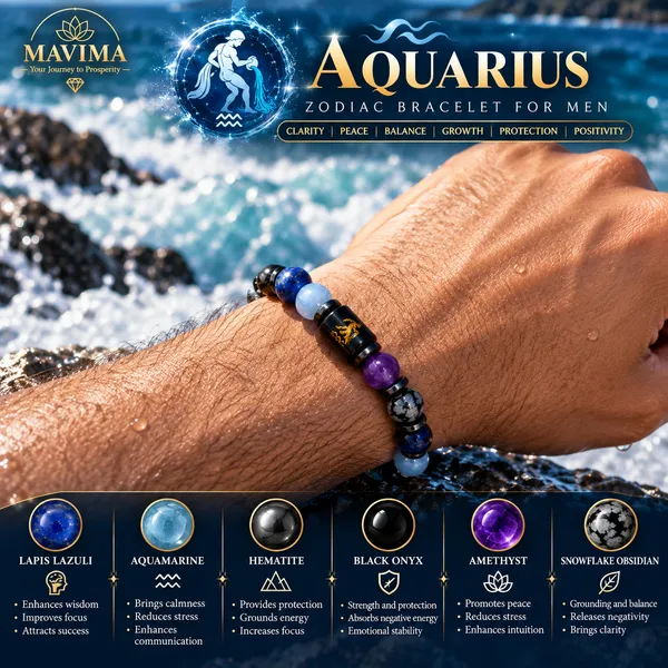 Multicolor_Stone_Bead_Aquarius_Zodiac_Bracelet_For_Men