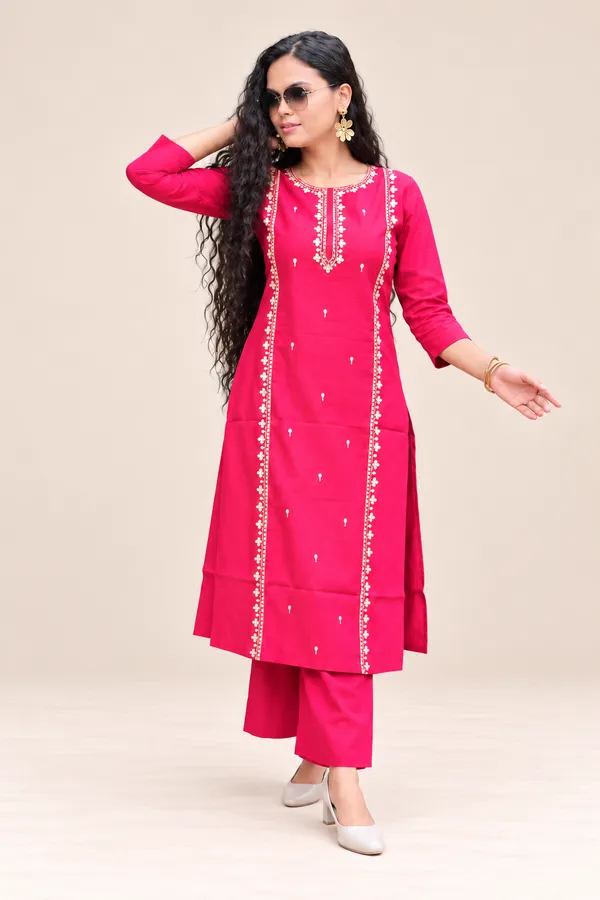 Magenta_Pink_Embroidered_Kurta_with_Wide-Leg_Palazzo_Set_for_Women
