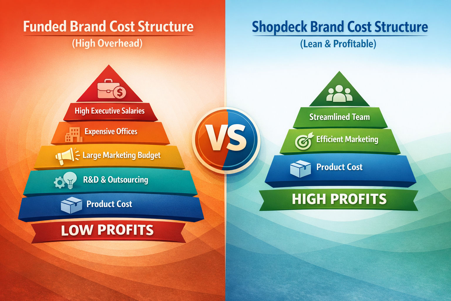 Funded Brand Cost Structure vs Shopdeck Brand Cost Structure